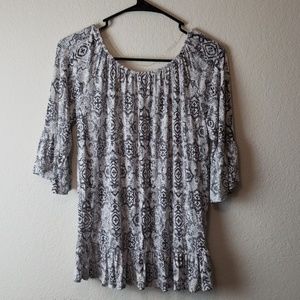 Massini Patterned 3/4 Sleeve Blouse